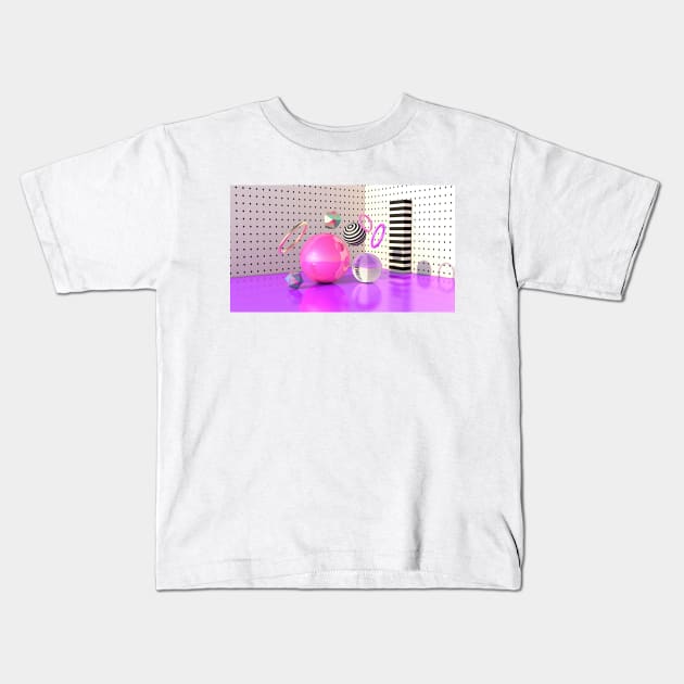 3d memphis Kids T-Shirt by eve__3d